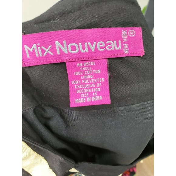 Mix Nouveau Women's Black Floral 100% Cotton Pull on A-Line Casual Skirt Size 16 - Picture 8 of 10